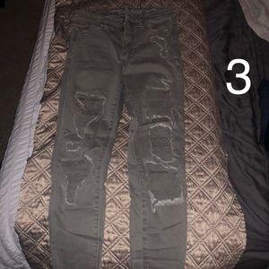 American Eagle Olive Ripped Skinny Pants Sz 4